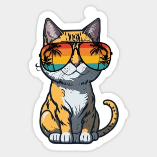 Cool Feline in Shades: Whiskered Purrfection for Cat Miaw Lovers Sticker